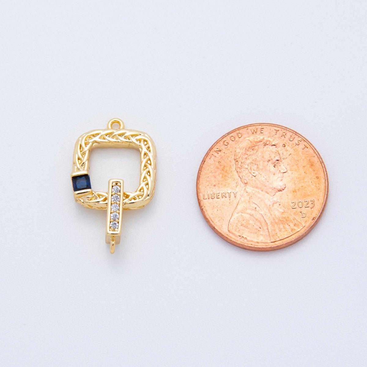 18K Gold Filled Green, Blue CZ Micro Paved Intertwine Square Closure Findings Set | Y047 - DLUXCA