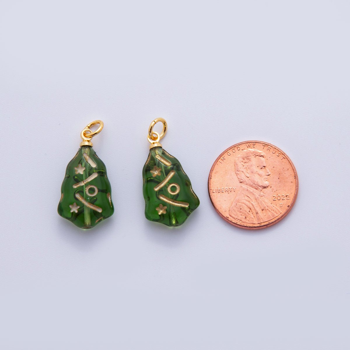 18K Gold Filled Green Gold - Lined Acrylic Geometric Charm | N301 - DLUXCA