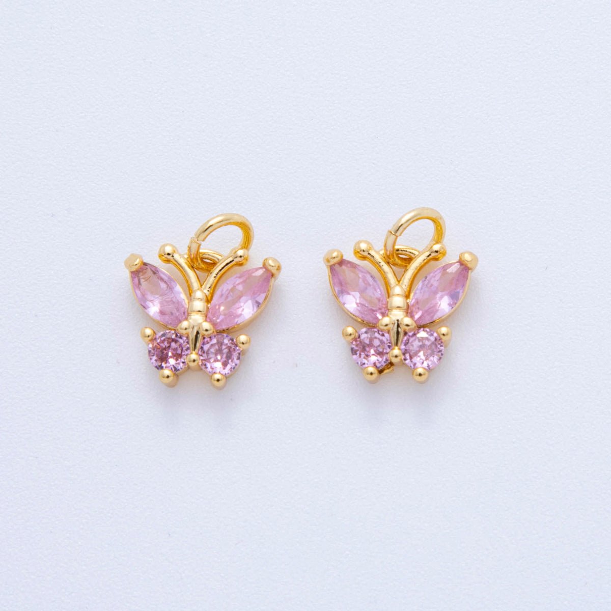 18K Gold Filled Green, Pink, Clear CZ Butterfly Insect Charm | C773 AF780 - DLUXCA