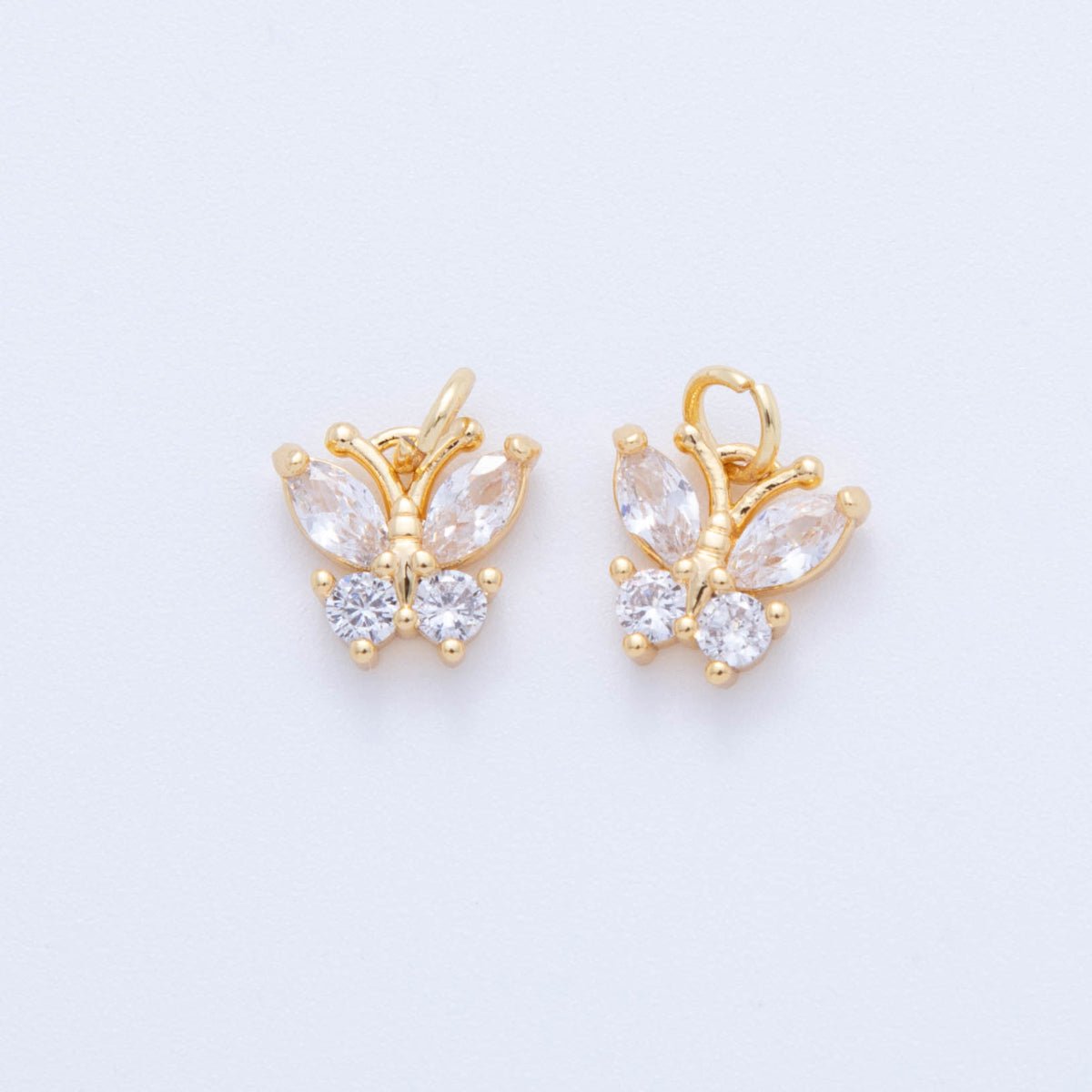 18K Gold Filled Green, Pink, Clear CZ Butterfly Insect Charm | C773 AF780 - DLUXCA