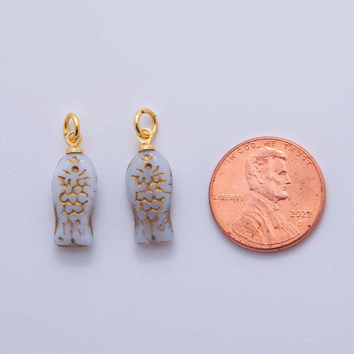 18K Gold Filled Grey Scaled Fish Mini Charm | M874 - DLUXCA