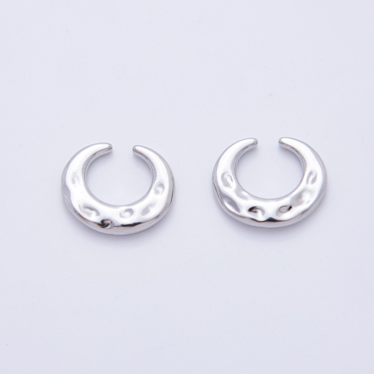 18K Gold Filled Hammered Wide Ear Cuff Earrings in Gold & Silver | AI - 261 - DLUXCA