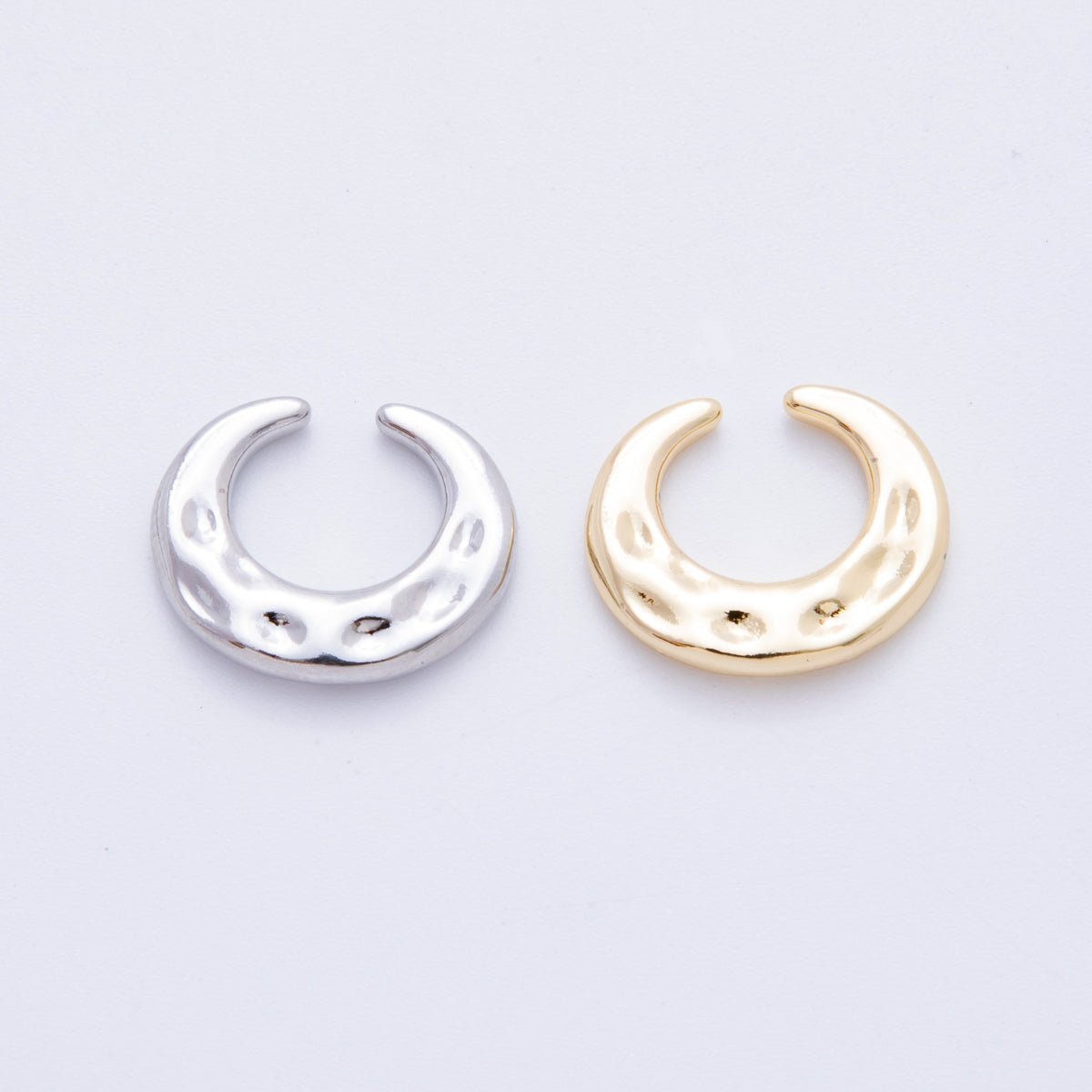 18K Gold Filled Hammered Wide Ear Cuff Earrings in Gold & Silver | AI - 261 - DLUXCA