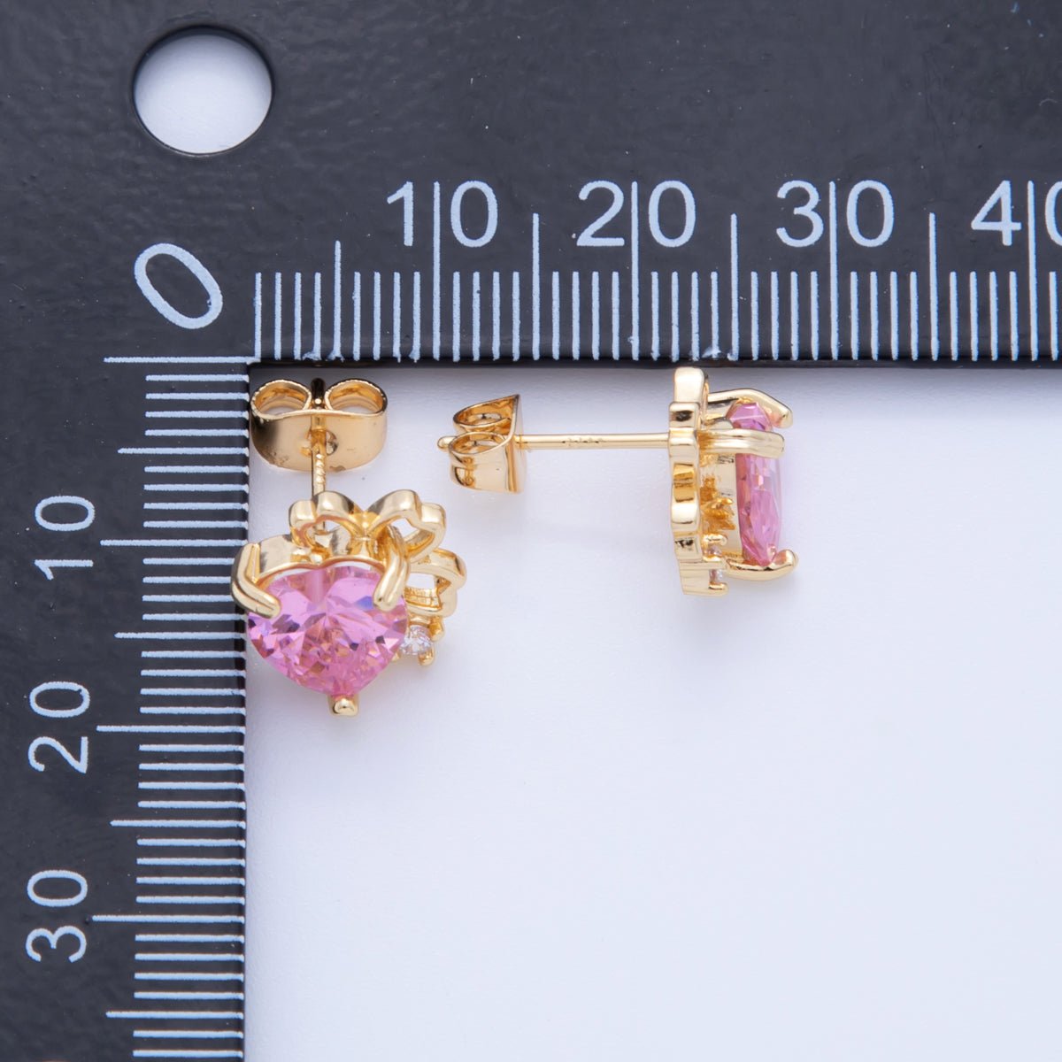 18K Gold Filled Heart CZ Half Clover Stud Earrings | AI376 AI377 - DLUXCA