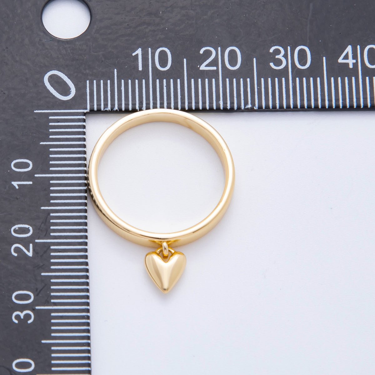 18K Gold Filled Heart Drop Minimalist Band Ring in Gold & Silver | O329 O358 - DLUXCA