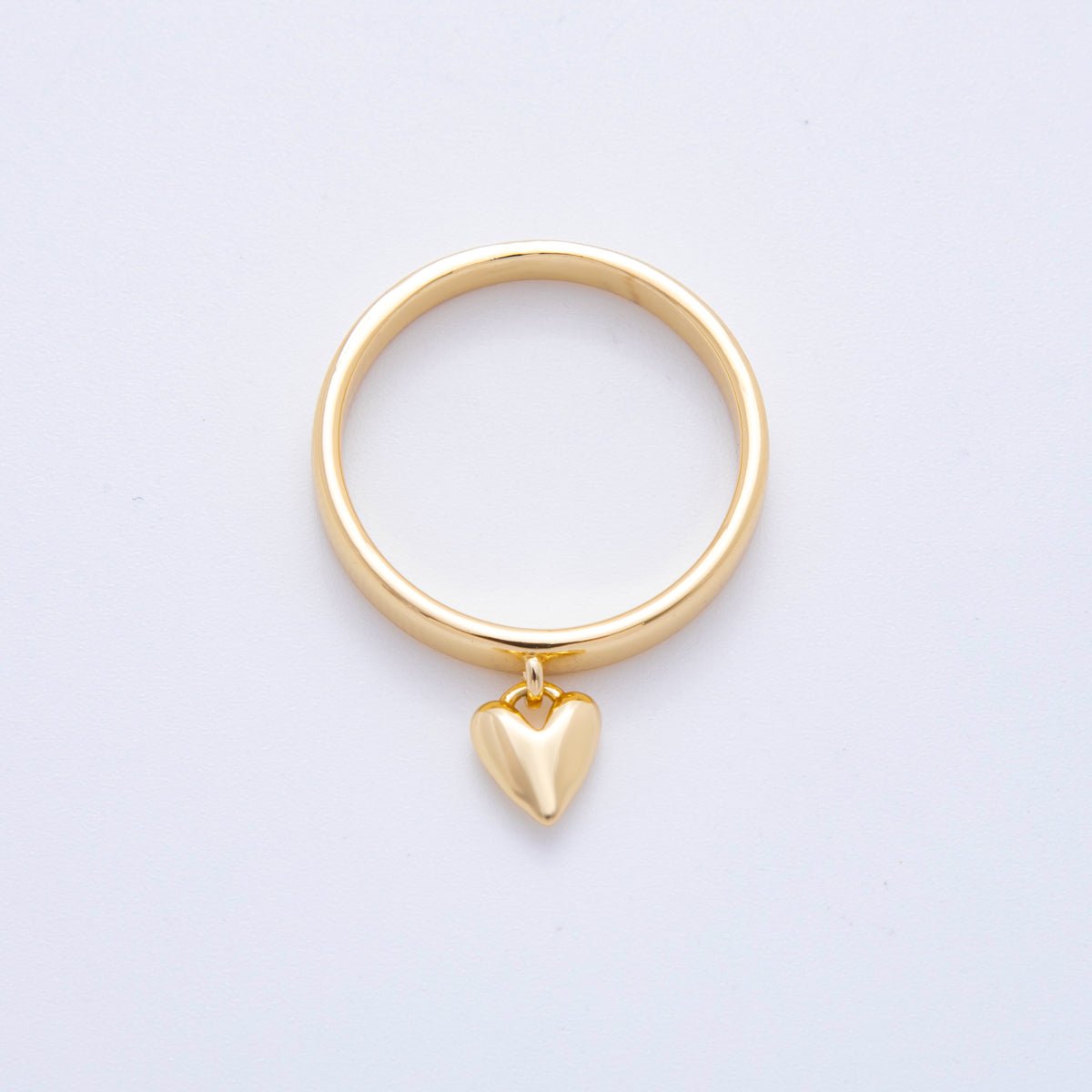18K Gold Filled Heart Drop Minimalist Band Ring in Gold & Silver | O329 O358 - DLUXCA