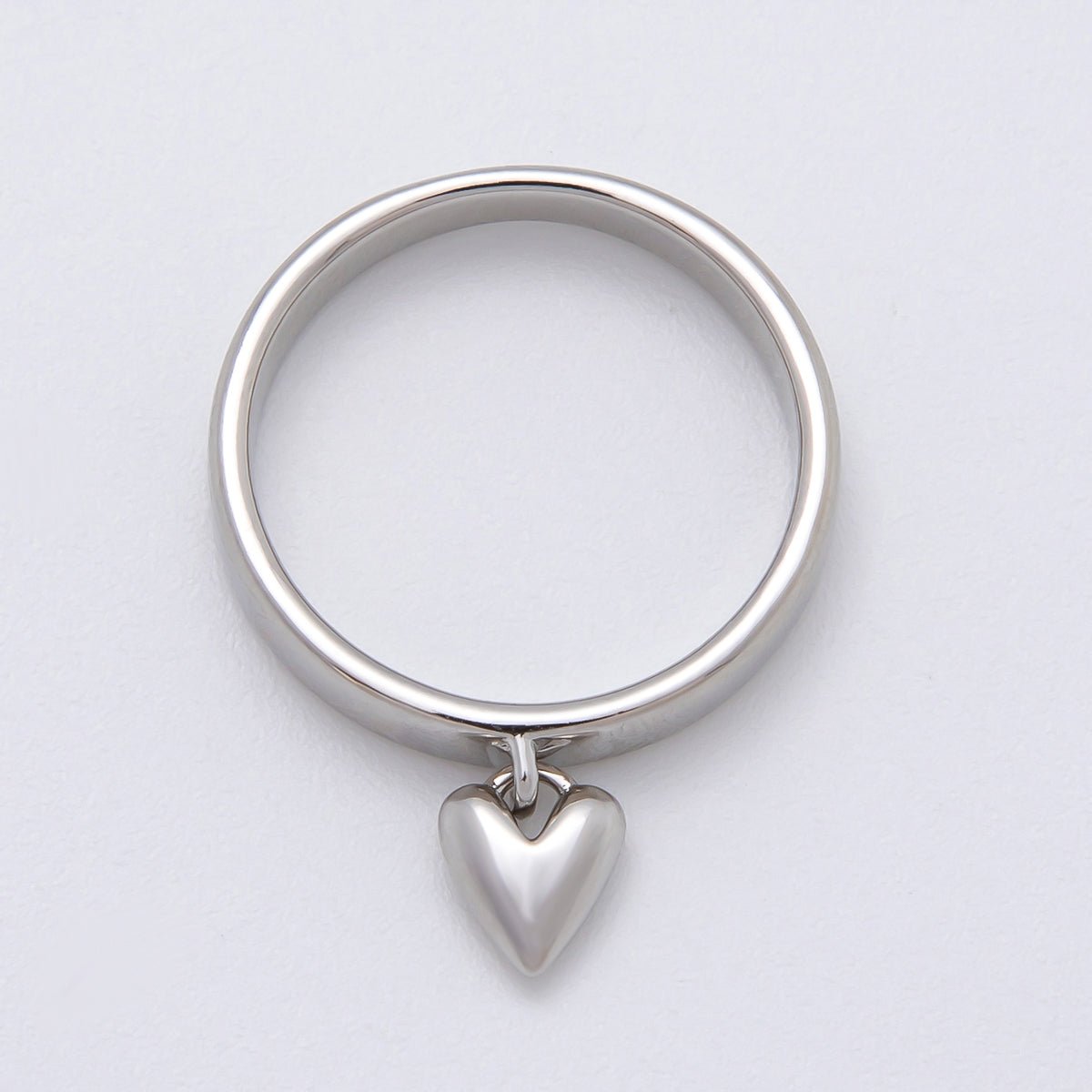 18K Gold Filled Heart Drop Minimalist Band Ring in Gold & Silver | O329 O358 - DLUXCA