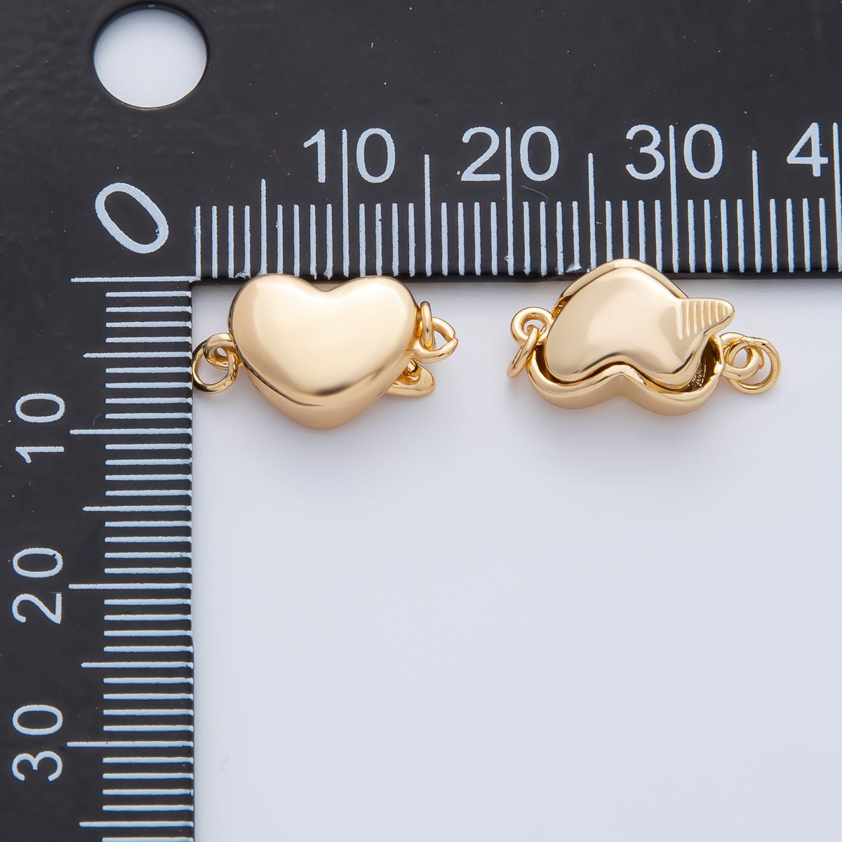 18K Gold Filled Heart Push In Closure Clasp Jewelry Findings 19x9mm | Z1452 - DLUXCA