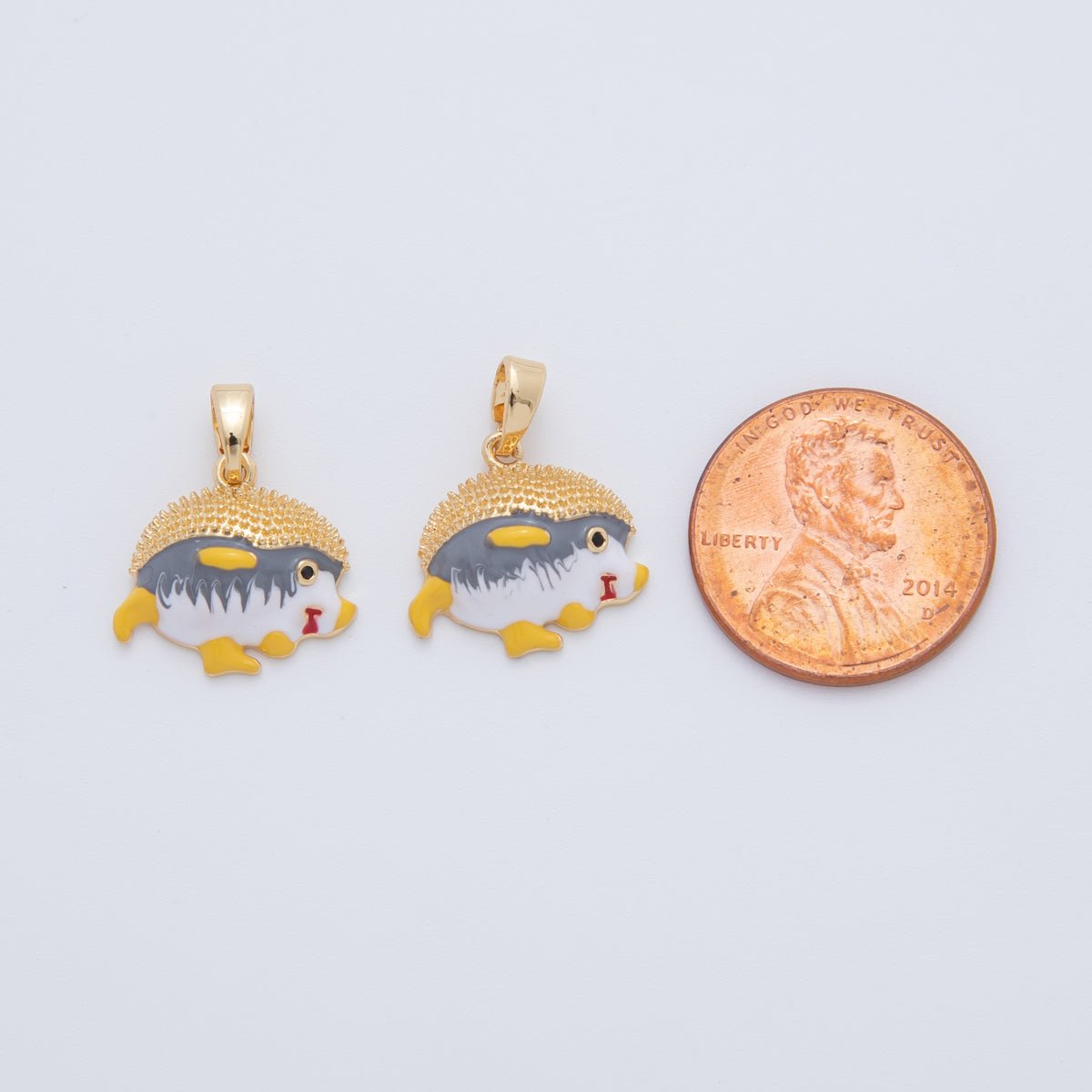 18K Gold Filled Hedgehog Porcupine Enamel Animal Pendant | AH764 - DLUXCA