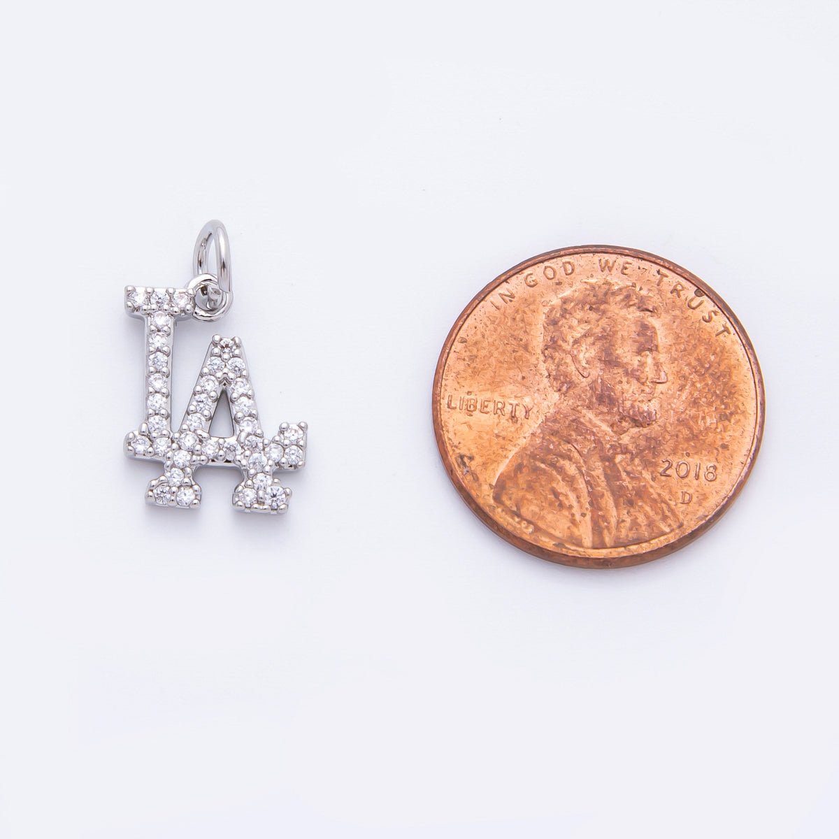 18K Gold Filled LA Pendant Micro Paved CZ Los Angeles Charm in Gold & Silver | E932 - DLUXCA
