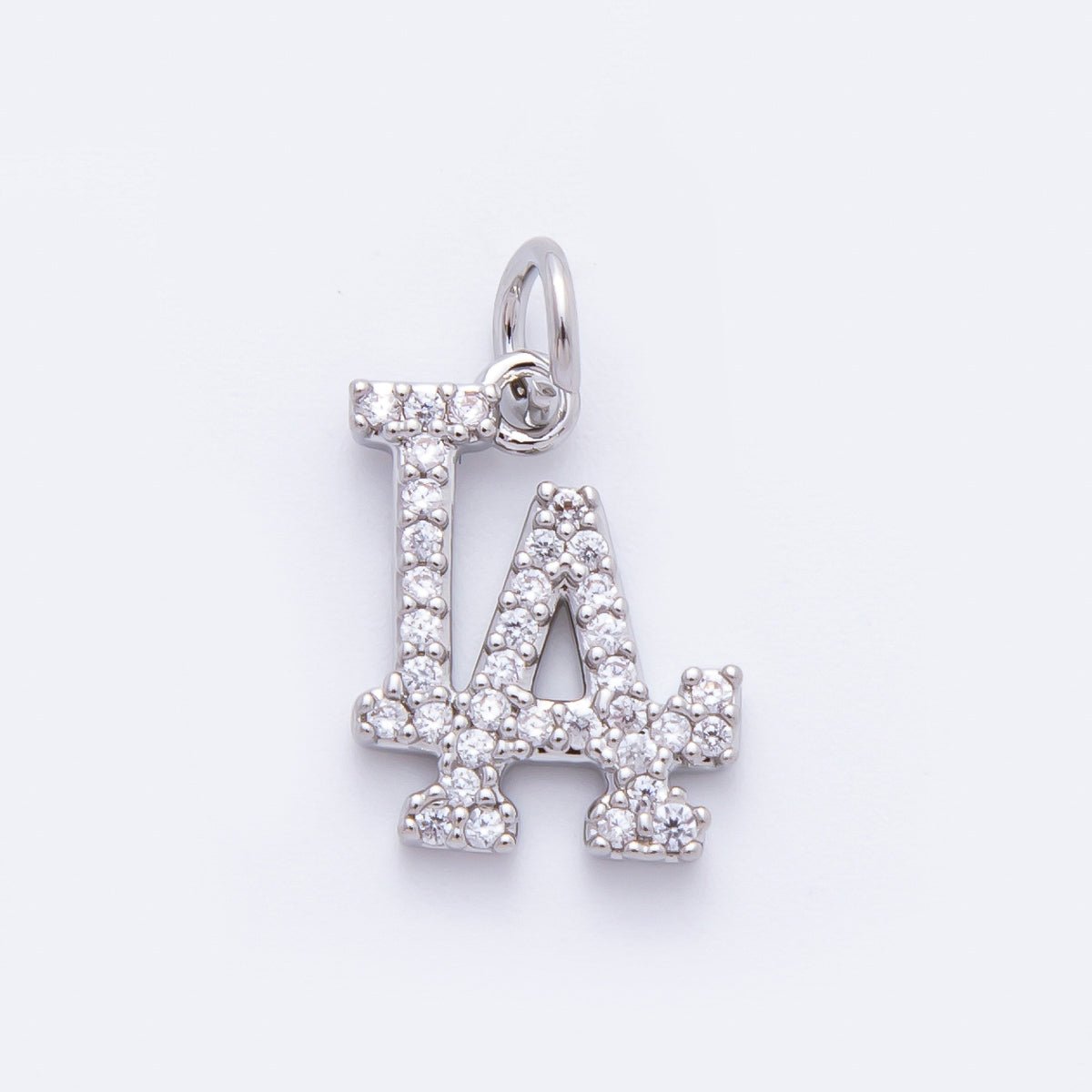 18K Gold Filled LA Pendant Micro Paved CZ Los Angeles Charm in Gold & Silver | E932 - DLUXCA