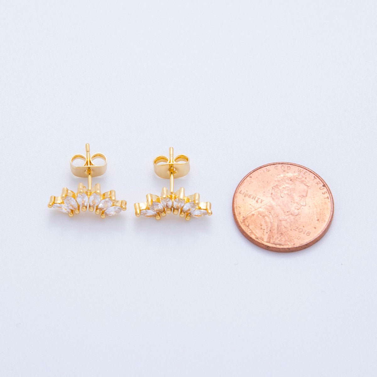 18K Gold Filled Marquise Clear CZ Half Petal Bloom Stud Earrings | AJ144 - DLUXCA