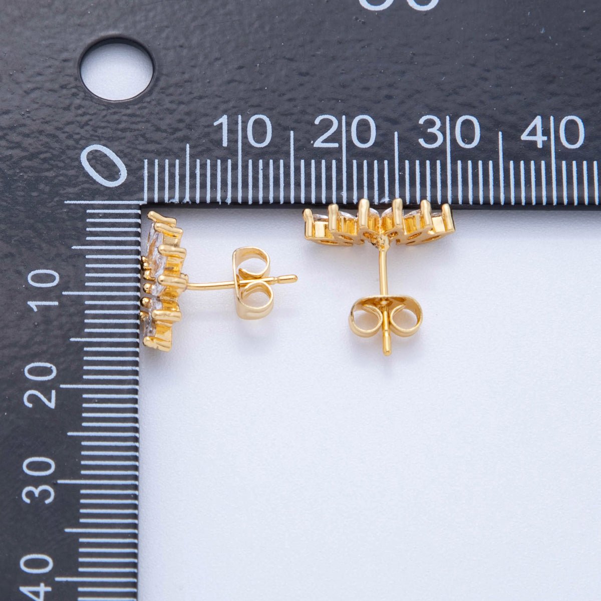 18K Gold Filled Marquise Clear CZ Half Petal Bloom Stud Earrings | AJ144 - DLUXCA