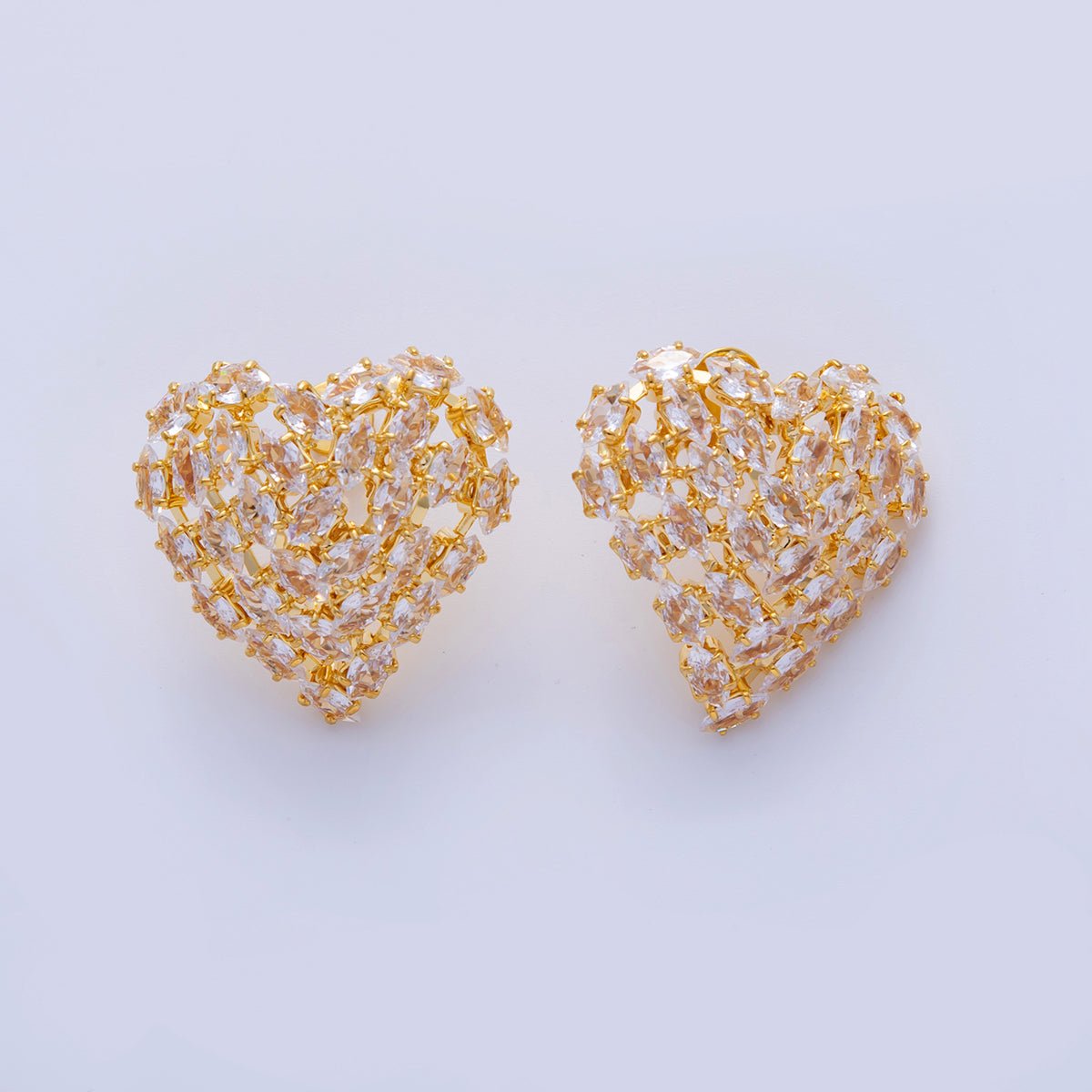 18K Gold Filled Marquise CZ Lover Heart Stud Earrings in Gold & Silver | AI300 AI301 - DLUXCA