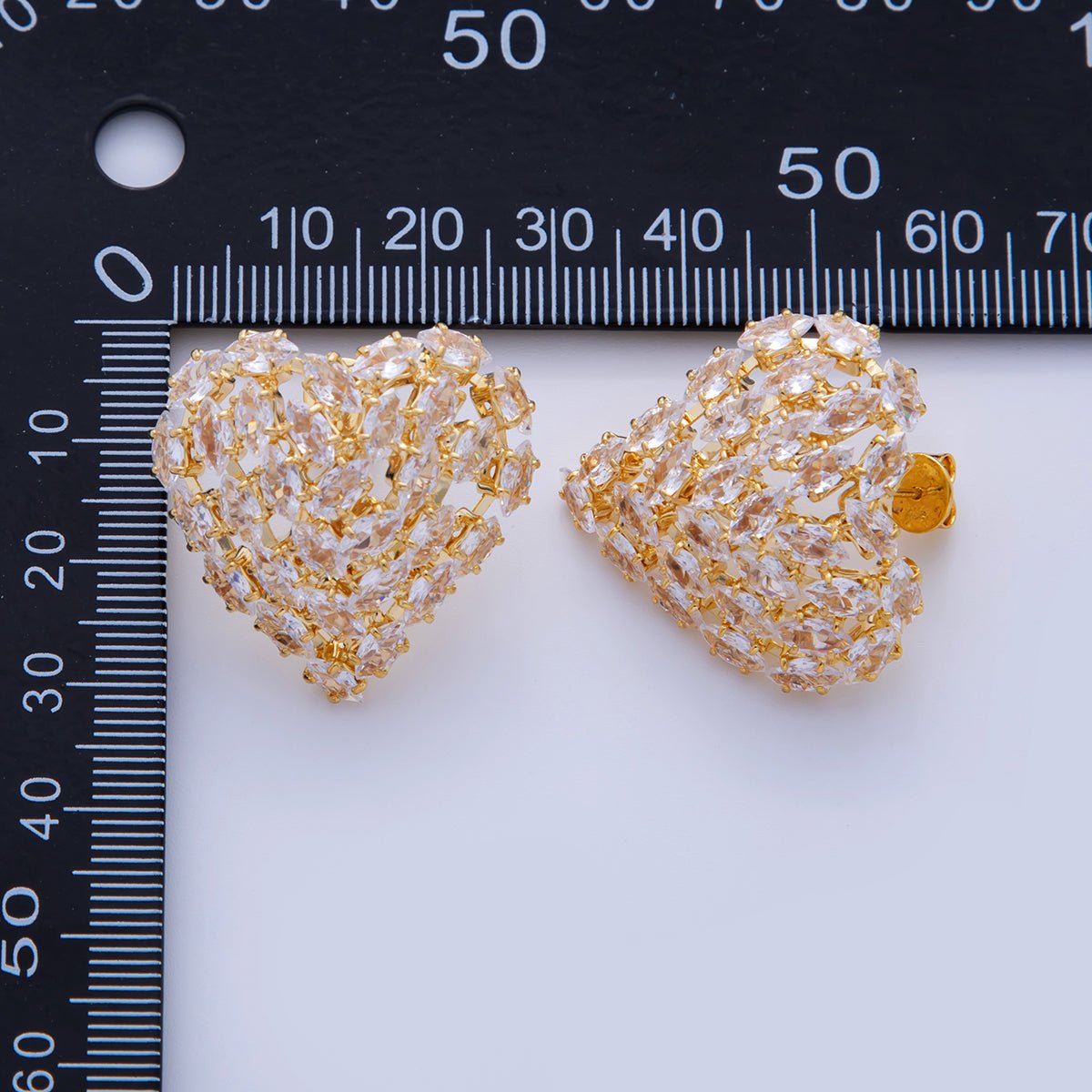 18K Gold Filled Marquise CZ Lover Heart Stud Earrings in Gold & Silver | AI300 AI301 - DLUXCA