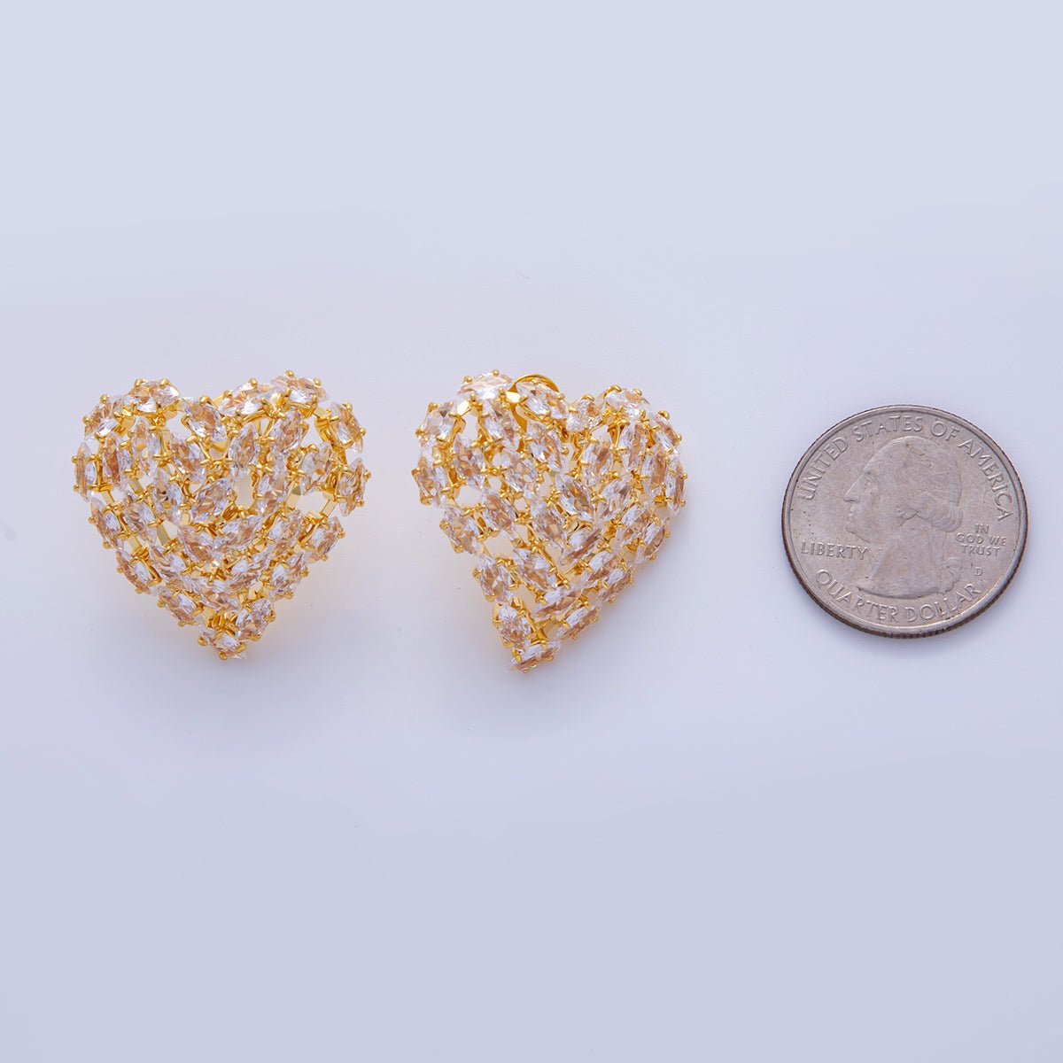 18K Gold Filled Marquise CZ Lover Heart Stud Earrings in Gold & Silver | AI300 AI301 - DLUXCA