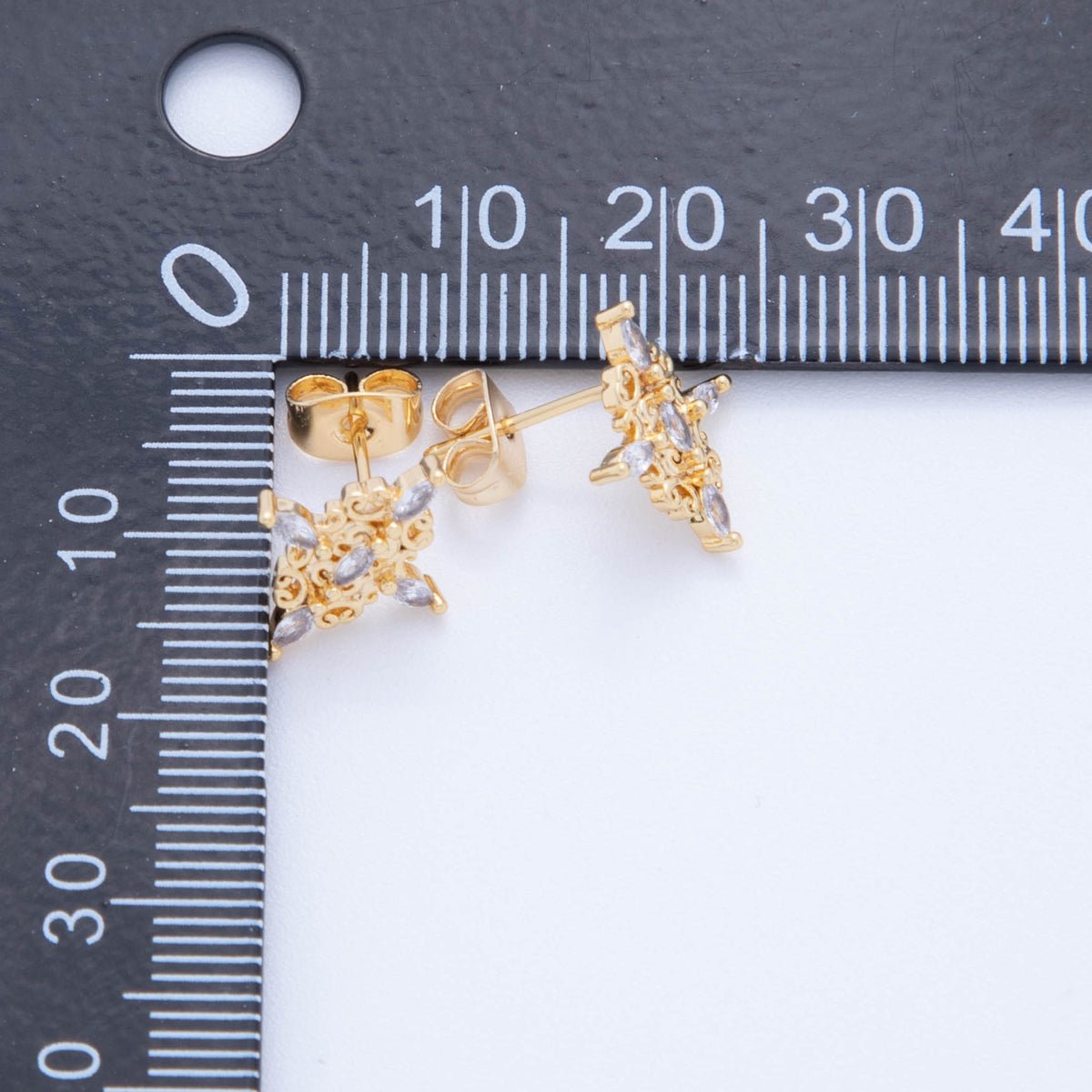 18K Gold Filled Marquise CZ Starburst Bloom Flower Stud Earrings | AI383 - DLUXCA
