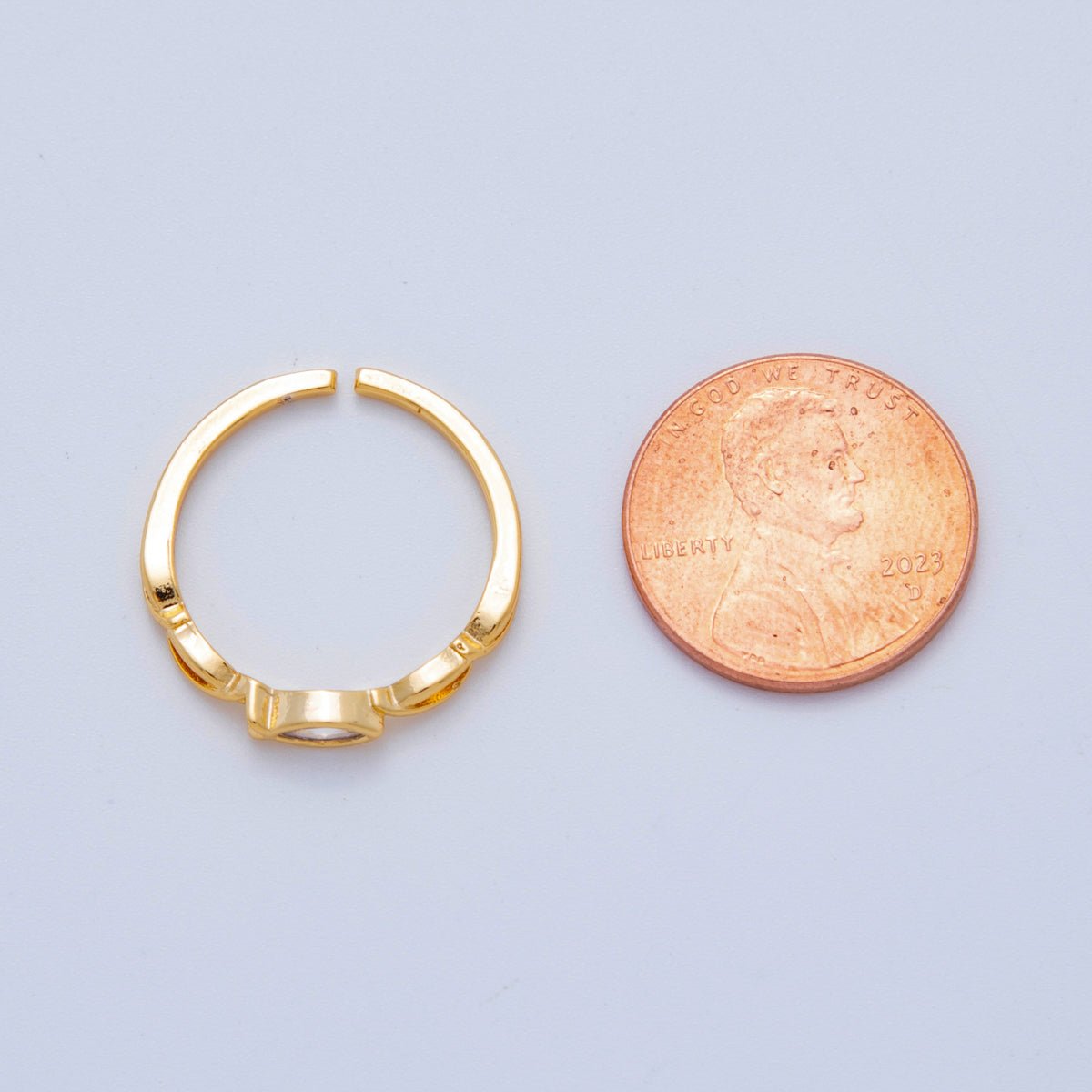 18K Gold Filled Marquise CZ Twisted Thin Ring | O2035 - DLUXCA