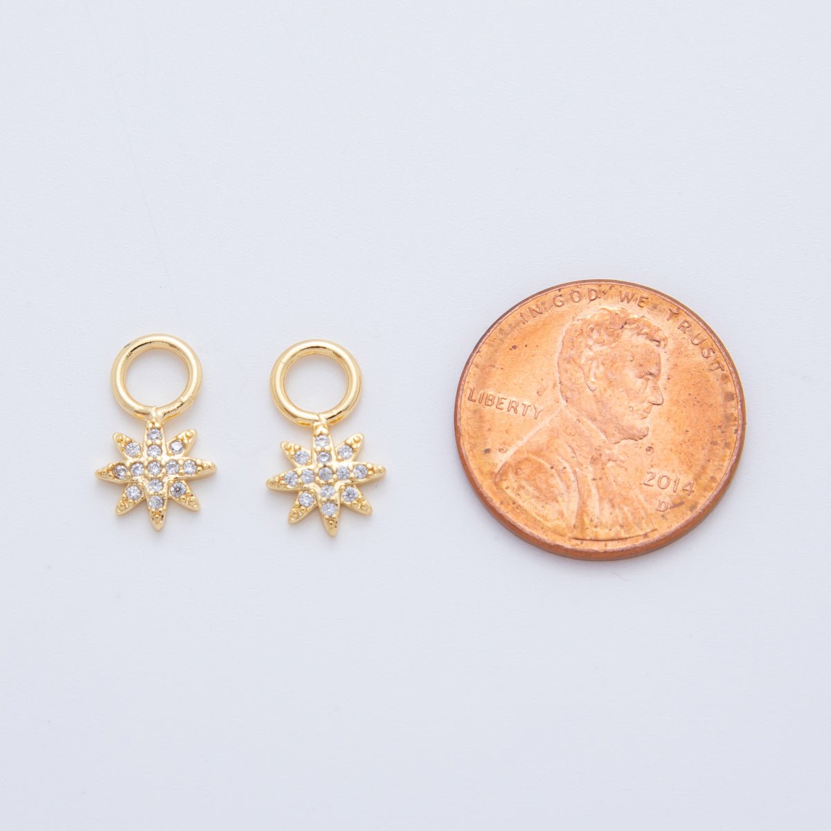 18K Gold Filled Micro Paved Celestial Star Add - On Drop Earring Charm | AF741 - DLUXCA