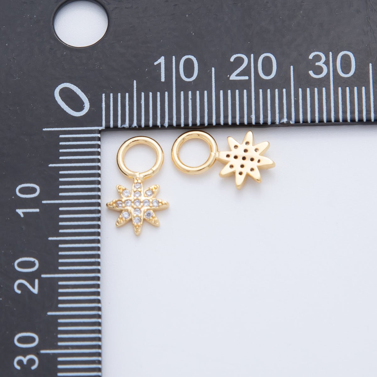 18K Gold Filled Micro Paved Celestial Star Add - On Drop Earring Charm | AF741 - DLUXCA