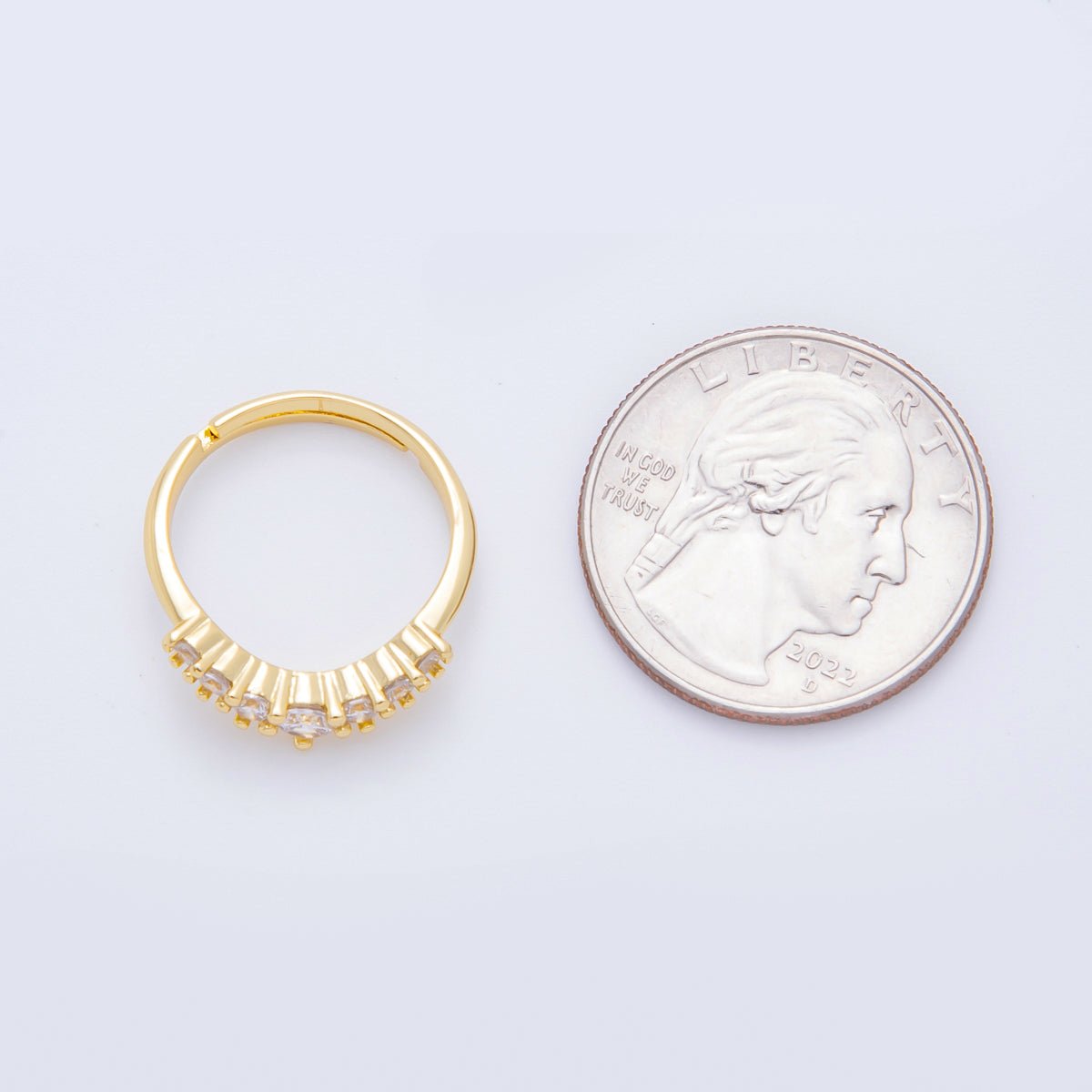 18K Gold Filled Micro Paved CZ Aurora Crown Adjustable Ring | O - A2251 - DLUXCA