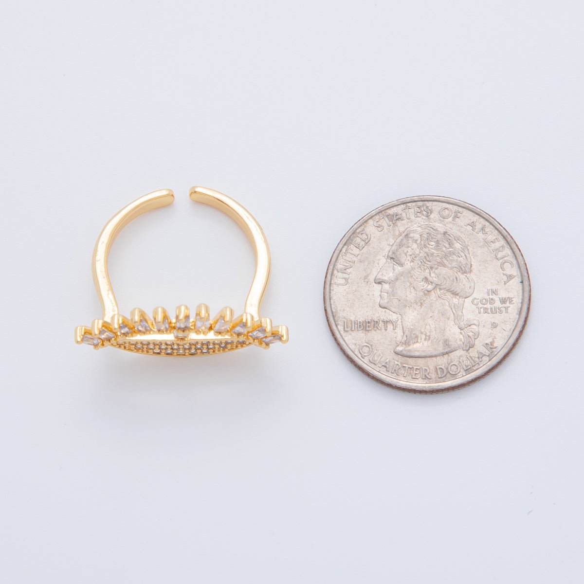 18K Gold Filled Micro Paved CZ Baguette Geometric Evil Eye Ring | O2026 - DLUXCA