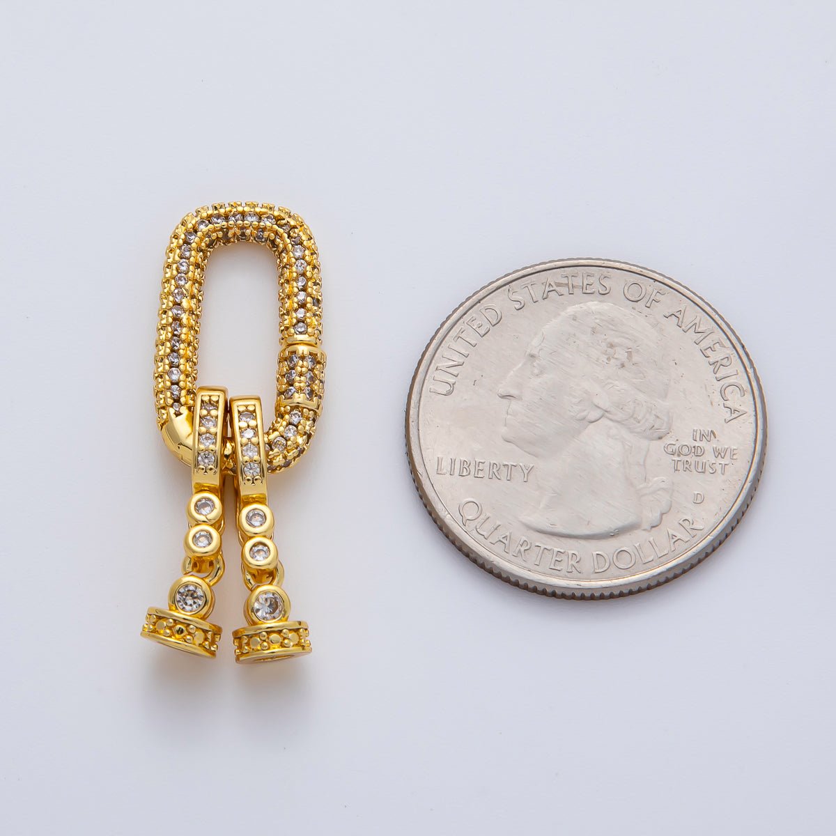 18K Gold Filled Micro Paved CZ Bezel Oblong End Cap Closure Finding Set | Z1469 - DLUXCA