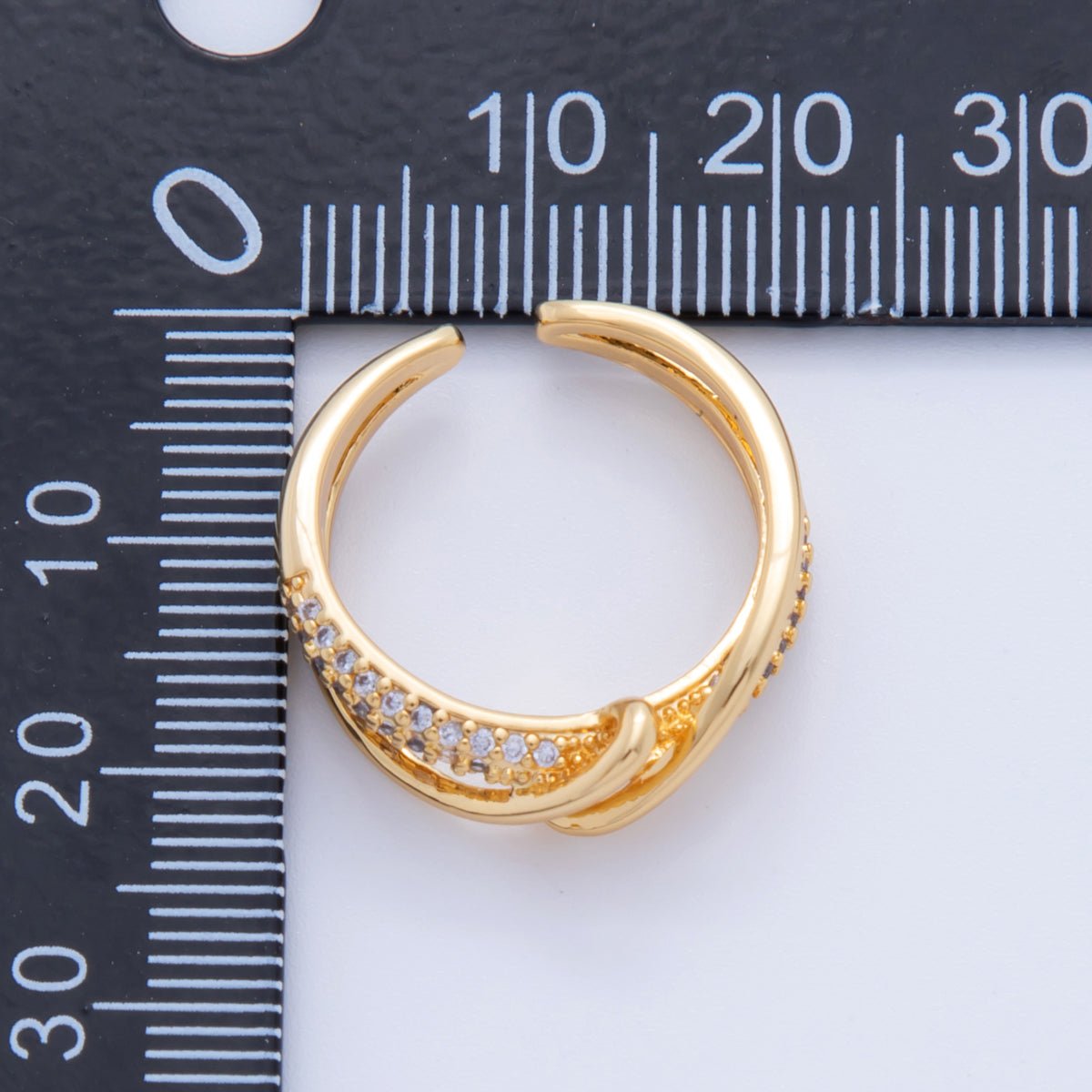 18K Gold Filled Micro Paved CZ Coil Double Band Ring | O1727 - DLUXCA