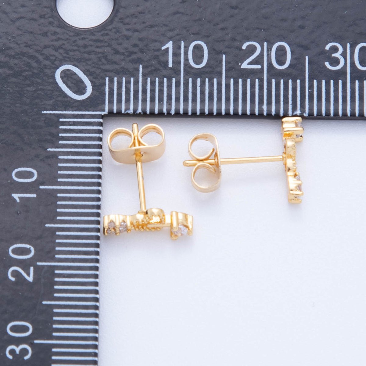 18K Gold Filled Micro Paved CZ Cupid's Love Arrow Stud Earrings | AI393 - DLUXCA