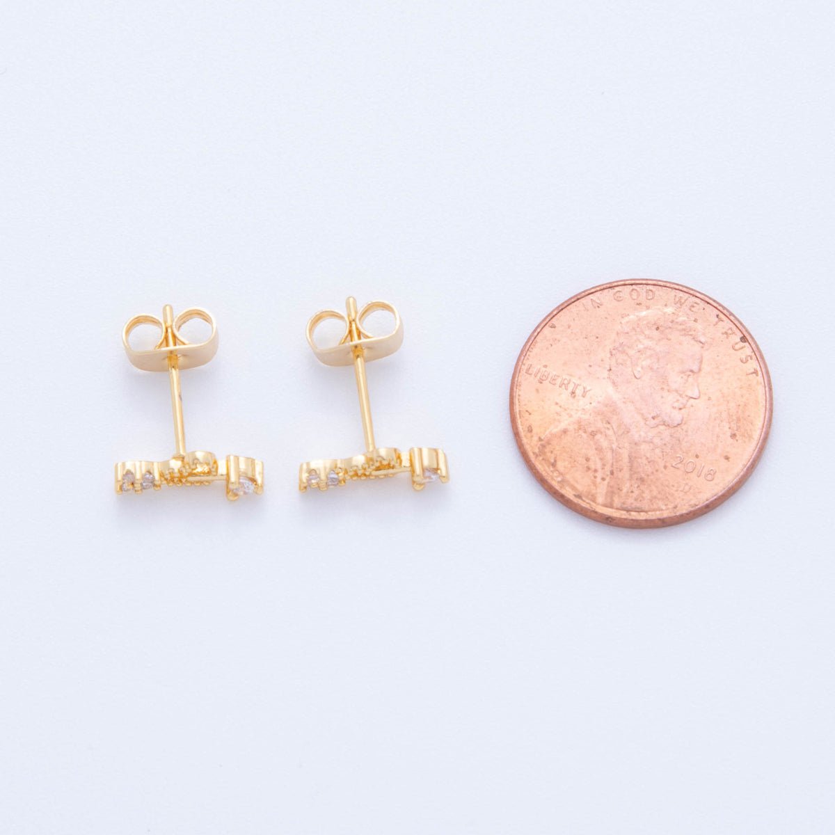 18K Gold Filled Micro Paved CZ Cupid's Love Arrow Stud Earrings | AI393 - DLUXCA