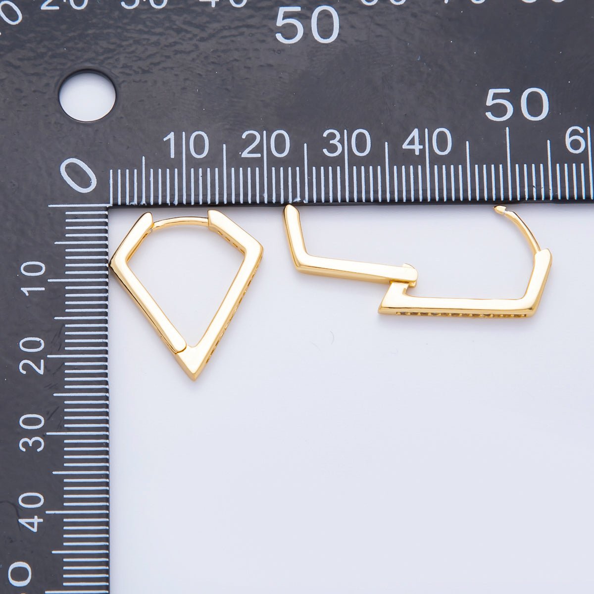 18K Gold Filled Micro Paved CZ Diamond - Shaped Geometrical Lever Back Hoops Earrings | AJ222 - DLUXCA