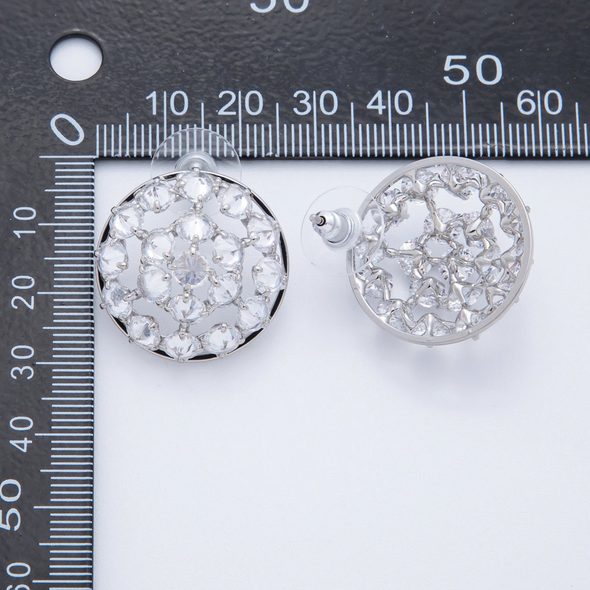 18K Gold Filled Micro Paved CZ Double Rounded Stud Earrings in Gold & Silver | AI306 AI307 - DLUXCA