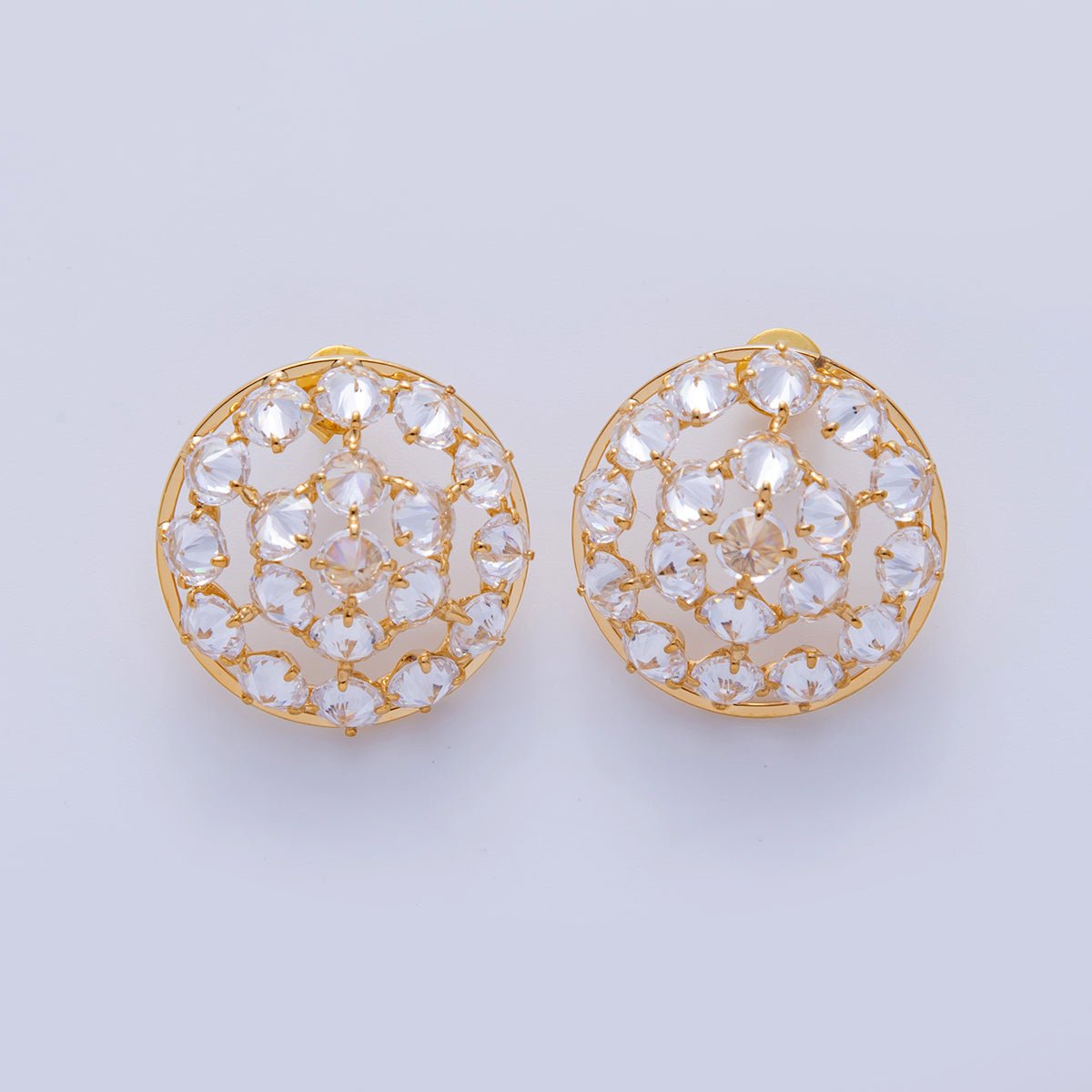 18K Gold Filled Micro Paved CZ Double Rounded Stud Earrings in Gold & Silver | AI306 AI307 - DLUXCA