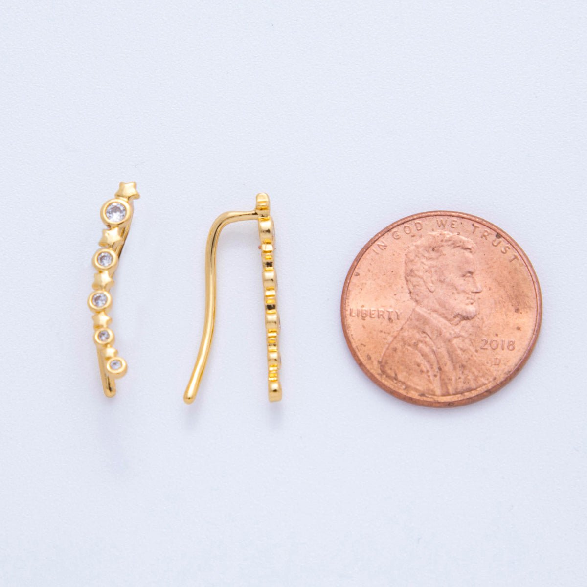 18K Gold Filled Micro Paved CZ Fallen Star Ear Climber Earrings | AI384 - DLUXCA