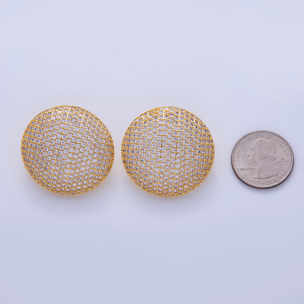 18K Gold Filled Micro Paved CZ Full Dome Stud Earrings | AI292 - AI297 - DLUXCA