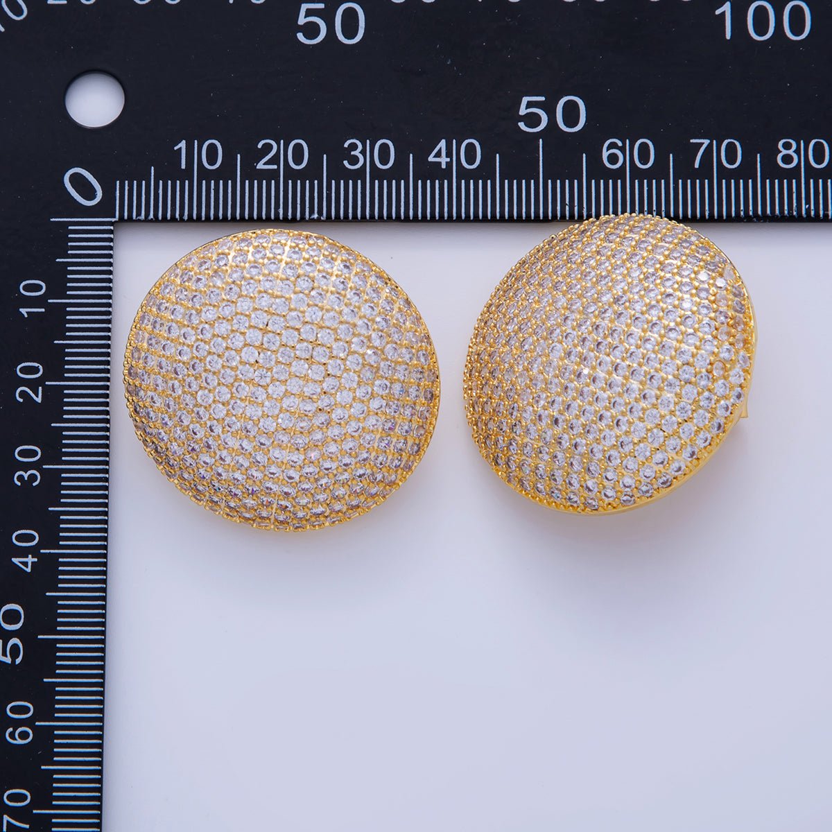 18K Gold Filled Micro Paved CZ Full Dome Stud Earrings | AI292 - AI297 - DLUXCA