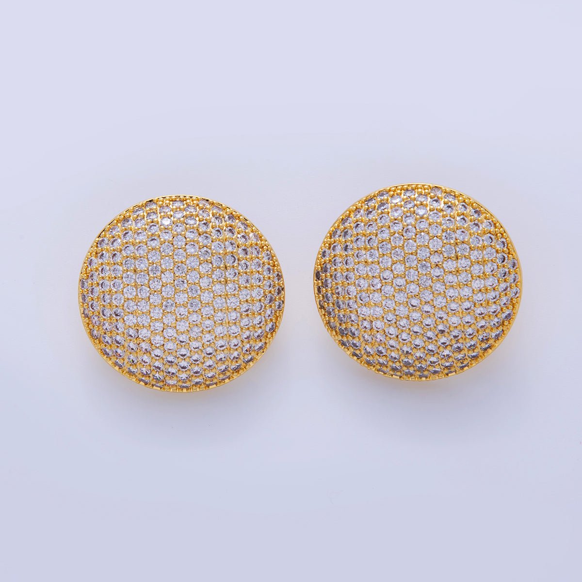 18K Gold Filled Micro Paved CZ Full Dome Stud Earrings | AI292 - AI297 - DLUXCA