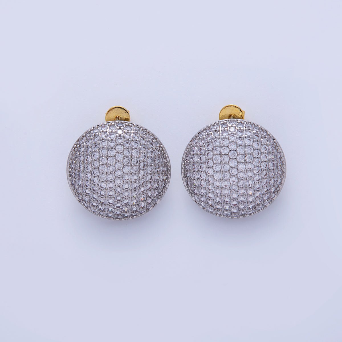 18K Gold Filled Micro Paved CZ Full Dome Stud Earrings | AI292 - AI297 - DLUXCA
