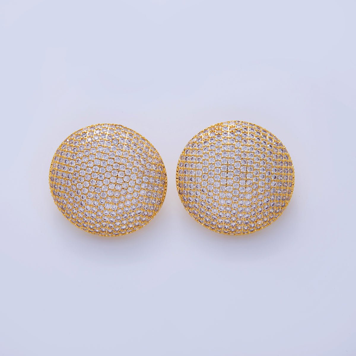 18K Gold Filled Micro Paved CZ Full Dome Stud Earrings | AI292 - AI297 - DLUXCA