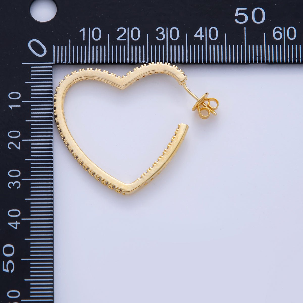 18K Gold Filled Micro Paved CZ Heart C - Shaped Hoop Earrings in Gold & Silver | AI335 AI334 - DLUXCA