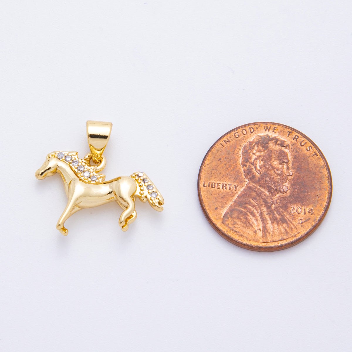 18K Gold Filled Micro Paved CZ Horse Pony Multidimensional Pendant | AF1118 - DLUXCA