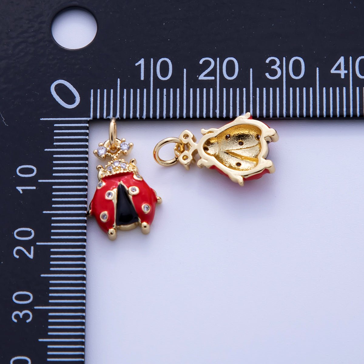 18K Gold Filled Micro Paved CZ Lady Bug Insect Animal Charm | AF310 - DLUXCA