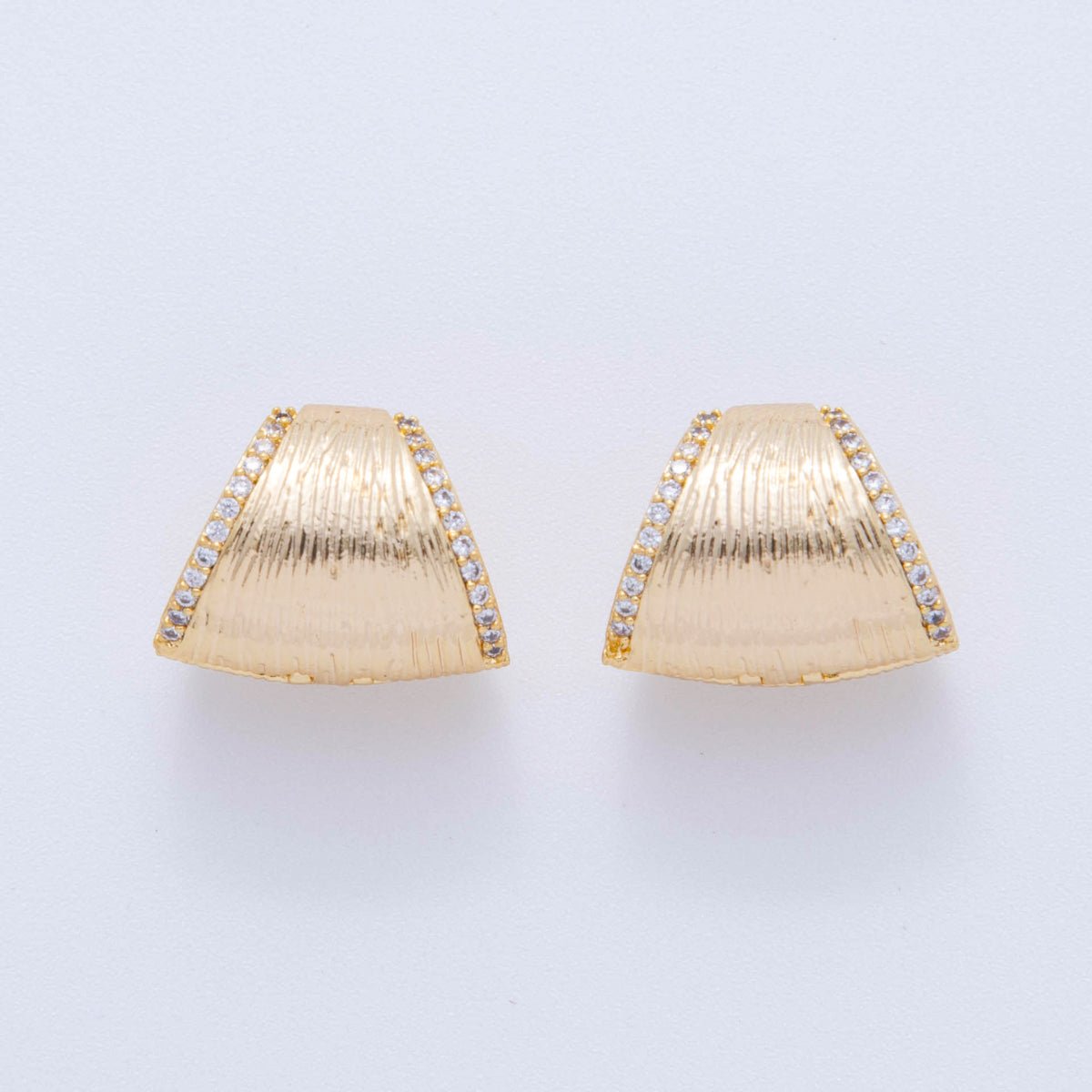 18K Gold Filled Micro Paved CZ Line - Textured Cartilage C - Shaped Hoop Earrings | AI363 - DLUXCA