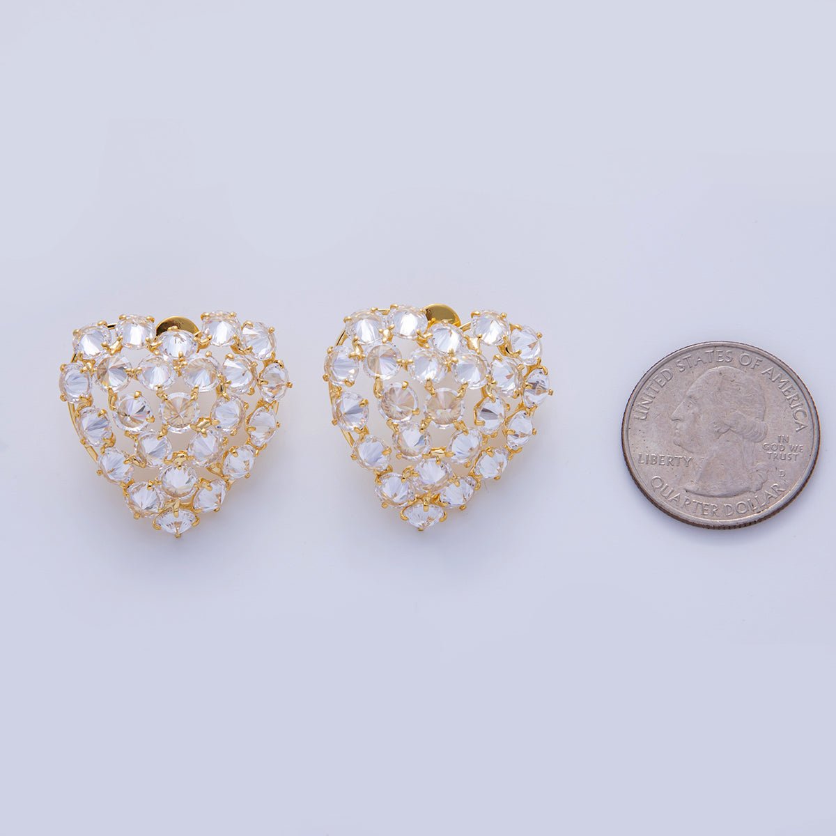 18K Gold Filled Micro Paved CZ Lover Heart Stud Earrings in Gold and Silver | AI302 AI303 - DLUXCA