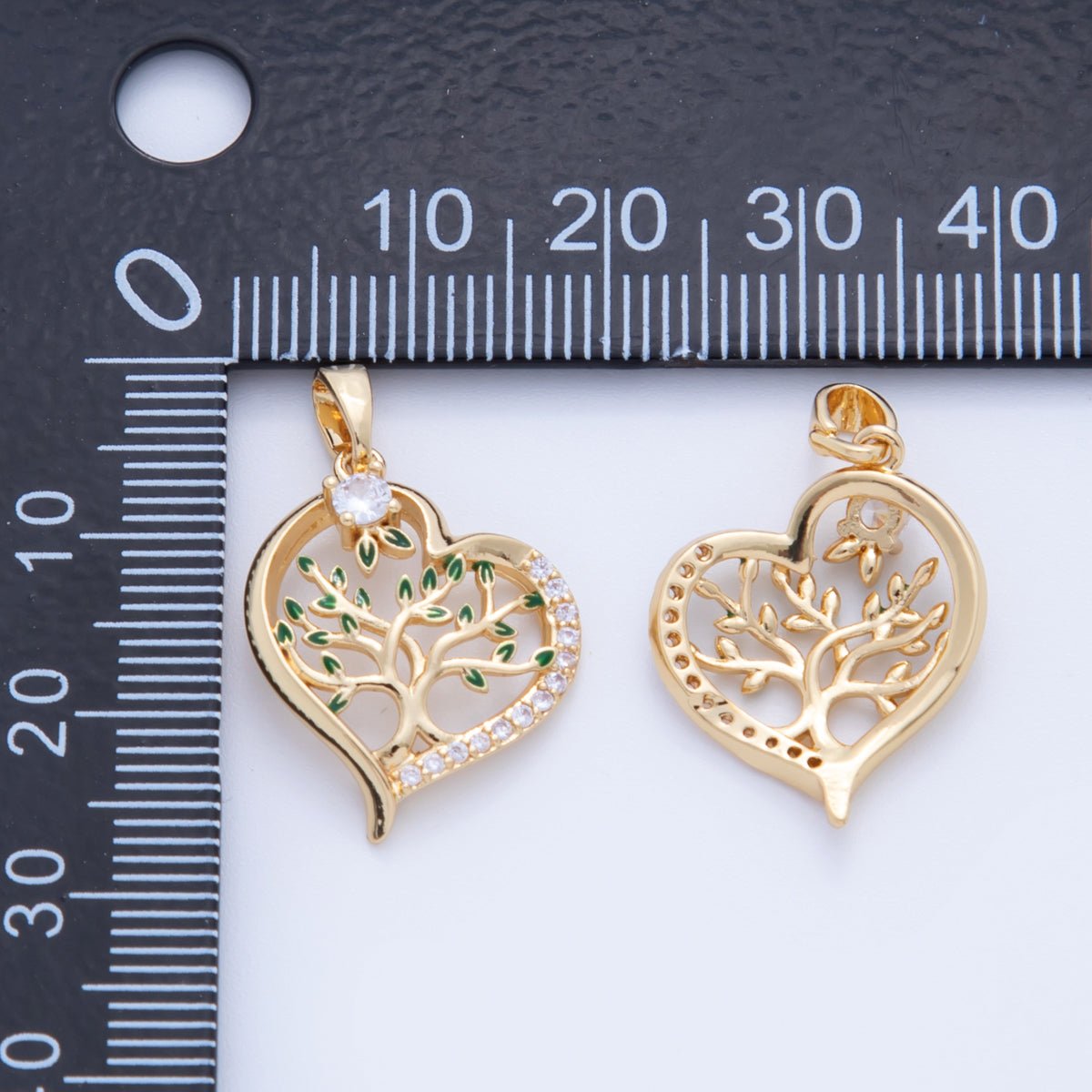 18K Gold Filled Micro Paved CZ Open Tree Heart Pendant | AH736 - DLUXCA