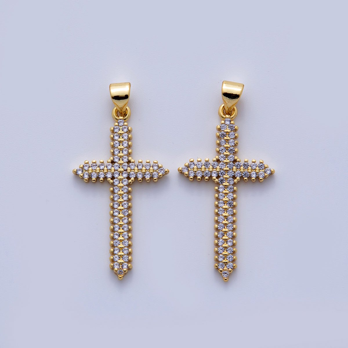 18K Gold Filled Micro Paved CZ Passion Religious Cross Pendant | AH722 - DLUXCA