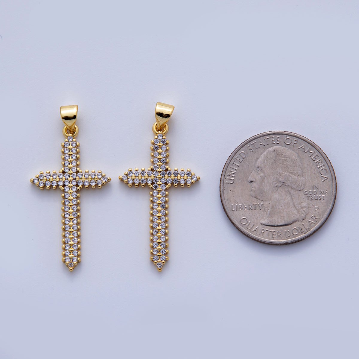 18K Gold Filled Micro Paved CZ Passion Religious Cross Pendant | AH722 - DLUXCA