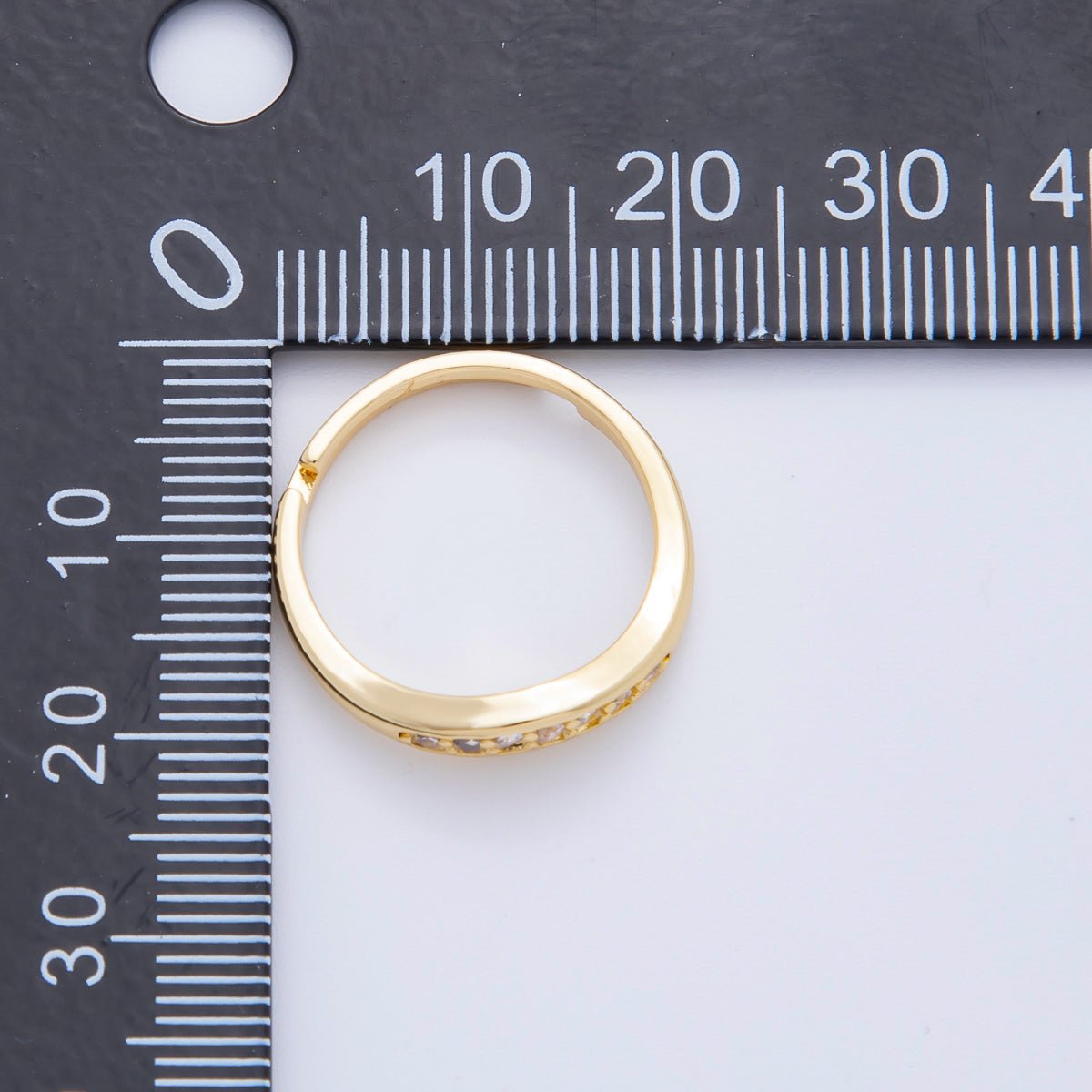 18K Gold Filled Micro Paved CZ Strip Trail Adjustable Ring | O - A2255 - DLUXCA