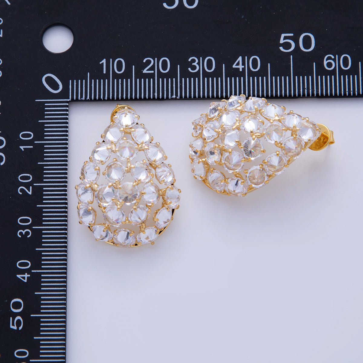 18K Gold Filled Micro Paved CZ Teardrop Stud Earrings in Gold & Silver | AI304 AI305 - DLUXCA