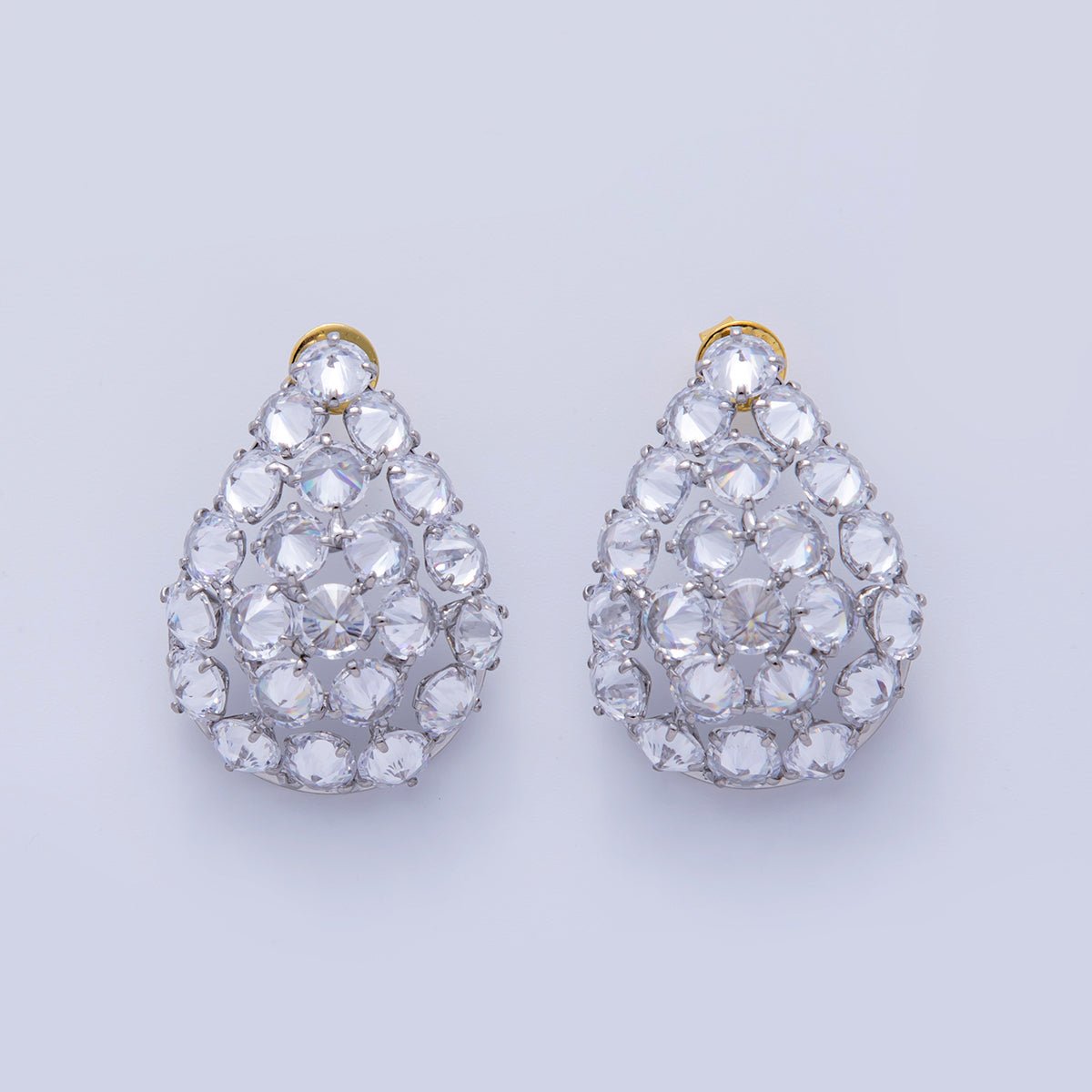18K Gold Filled Micro Paved CZ Teardrop Stud Earrings in Gold & Silver | AI304 AI305 - DLUXCA